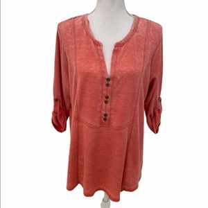 Jane and Delancey thermal v neck 3/4 sleeve top